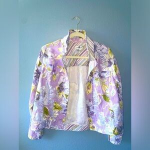 Vintage floral jacket purple flower jacket summer jacket pastel jacket
